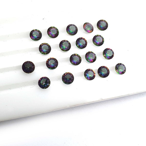 ミスティッククォーツラウンドカットルースストーンロット217個4mm55
