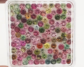 Natuurlijke multi-toermalijn ronde geslepen losse edelsteen lot 50 stuks 3 MM, multi-toermalijn edelsteen voor het maken van sieraden, multi-toermalijn edelsteen