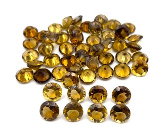 Natural Champagne Quartz Round Cut Loose Gemstone Lot 42 Pcs 9 MM 100 CT, Champagne Quartz Cut Stone For Making Jewelry