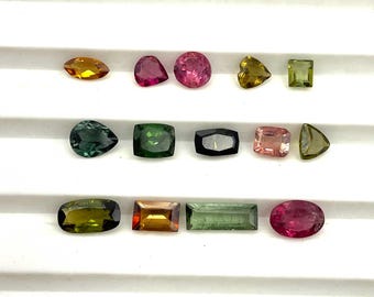 Naturlig multi-turmalin blandad formslipad ädelsten, lot 31 st 2,50-3*6 MM 5 CT, turmalinslipad sten, multi-turmalinsten för smyckestillverkning