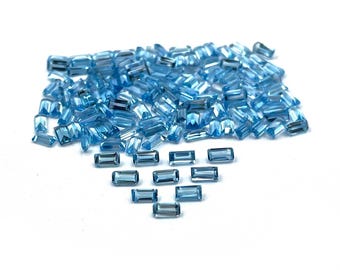 Natural Swiss Blue Topaz Baguette Cut Loose Gemstone Lot 28 Pcs 2*4 MM 4 CT, Topaz Faceted Stone, Swiss Blue Topaz Stone For Jewelry Making