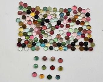 Natural Multi Tourmaline Round Cabochon Loose Gemstone Lot 100 Pcs 2.50 MM, Multi Tourmaline Cabochon Gemstone For Jewelry Making