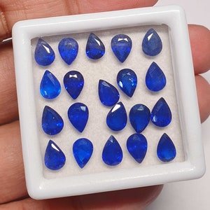 Natural Blue Spinel Pear Cut Loose Gemstone Lot 12 Pcs 5*7 MM 8 CT, Blue Spinel Faceted Stone, Blue Spinel Gemstone For Making Jewelry