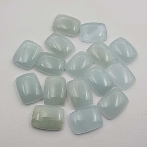 Natürlicher Aquamarin Kissen Cabochon, Loser Edelstein 2 Stück 15 * 20 MM 38 Karat, Aquamarin Einseitig Flat Back Cabochon, Aquamarin für Schmuck