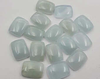 Naturalny Akwamaryn Poduszkowy Kaboszon, Luźny Kamień Szlachetny 2 Szt. 15*20 MM 38 CT, Akwamaryn Jednostronny Płaski Tył Kaboszon, Akwamaryn Do Biżuterii