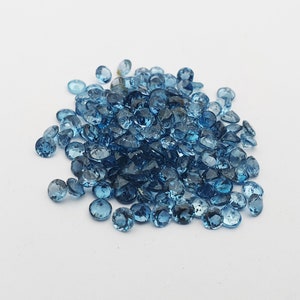Natural London Blue Topaz Round Cut Loose Gemstone Lot 100 Pcs 3 MM ~ Natural London Blue Topaz gemstone~ Round cut Loose London blue topaz