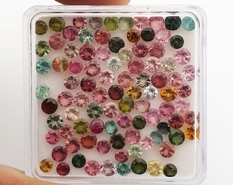 Natuurlijke toermalijn rond geslepen losse edelsteen veel 87 stuks 3 MM 10 CT ~ natuurlijke toermalijn edelsteen ~ rond geslepen losse multi-toermalijn
