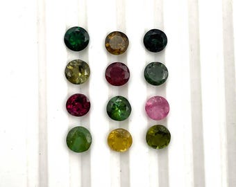 Natural Multi Tourmaline Round Cut Loose Gemstone 11 Pcs 5.25-5.50 MM 6 CT, Tourmaline Cut Stone, Multi Tourmaline Stone For Jewelry Making
