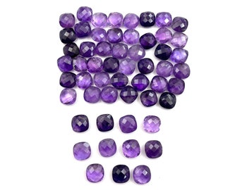 Natural Amethyst Square Cushion Briolette Cut Loose Gemstone 28 Pcs 10 MM 100 CT, Amethyst Cut Gemstone, Amethyst Stone For Making Jewelry