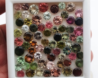 Natural Tourmaline Round Cut Loose Gemstone Lot 13 Pcs 5-7 MM 10 CT~ Natural tourmaline gemstone ~Round cut Loose multi tourmaline