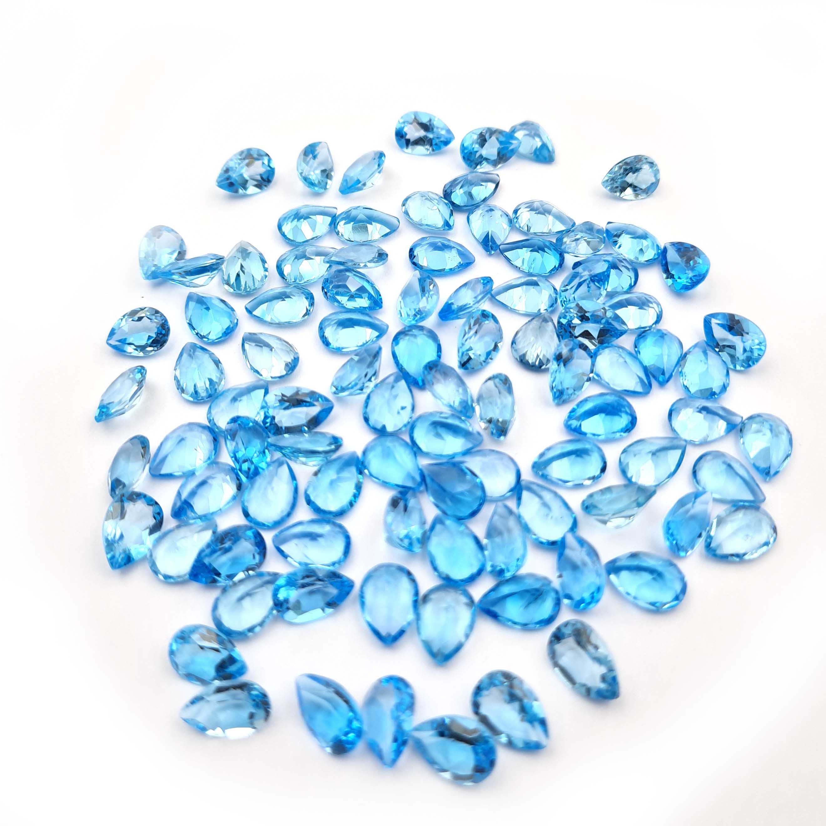 Lot De 19 Pierres Topaze Bleue Taillées Poire - 15,63 Carats - Naturelles, Excellentes Qualités