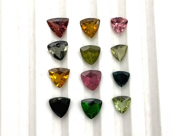 10 CT Natural Multi Tourmaline Trillion Cut Gemstone 25 Pcs 4.50-5.50 MM, Tourmaline Cut Stone, Multi Tourmaline Stone For Jewelry Making