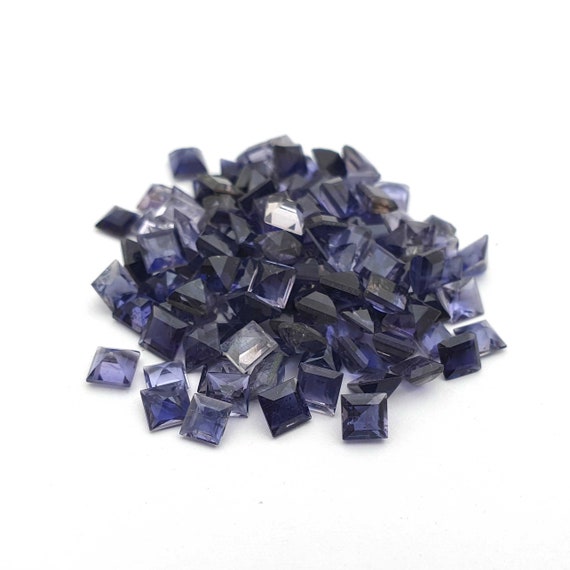 4 Iolite Square Loose Faceted Natural Gems 4mm each 