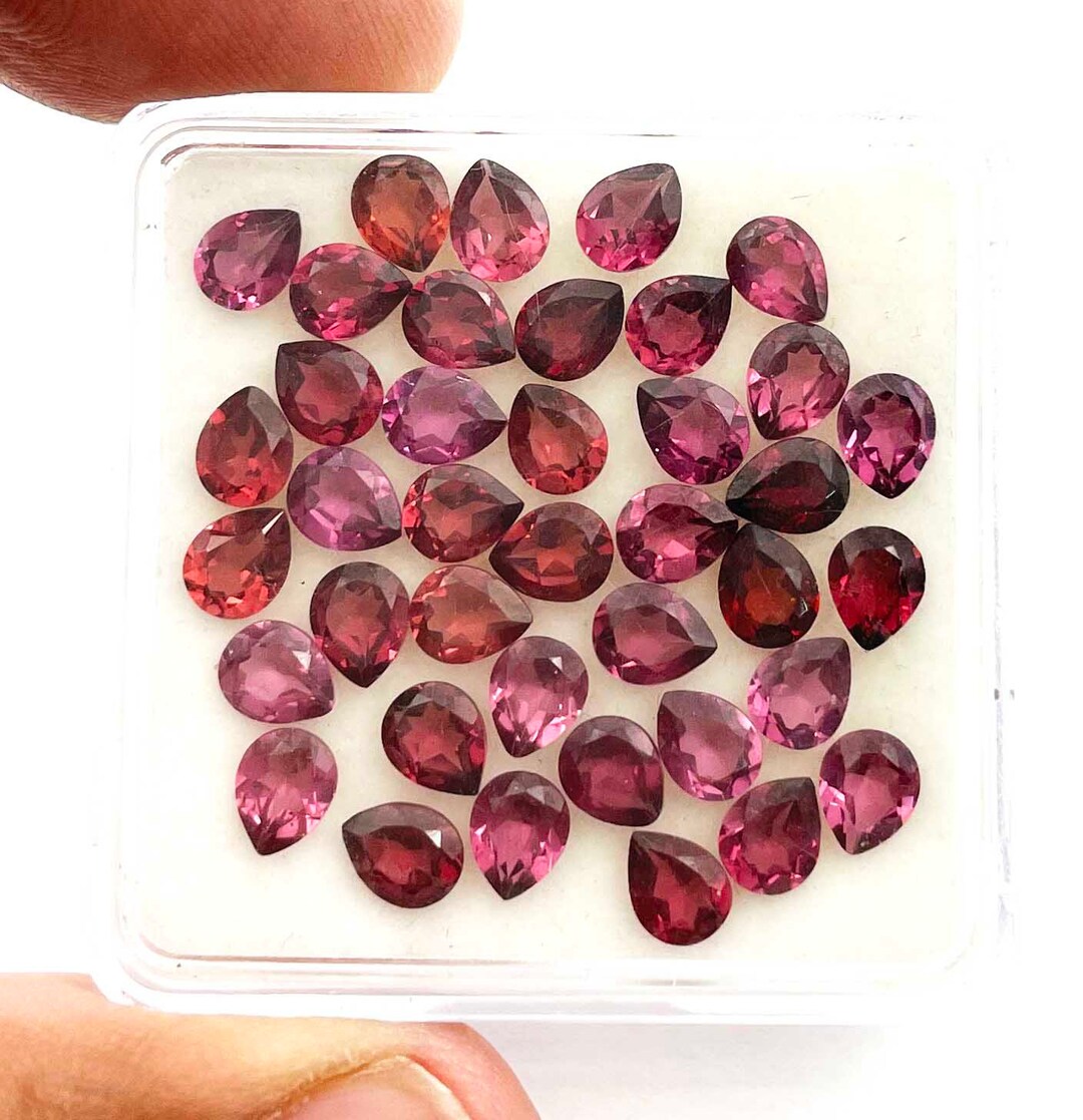 Natural Rose Garnet Pear Cut Loose Gemstone Lot 14 Pcs 45 MM 5 CT, Pink