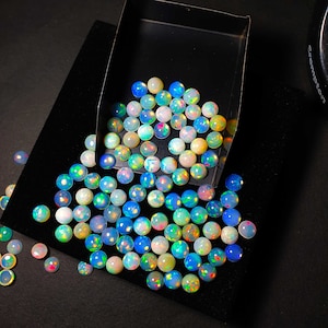 Natural AAA+ Quality Ethiopian Opal, Oval Cabochon Loose Gemstone Lot 7 Pcs 7 MM 5 CT, Ethiopian Opal, Opal Cabochons For Making Jewelry