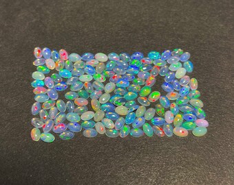 Lot D'opales De Feu En Vrac - Cabochons Ovales Blancs D'Éthiopie - Naturel Non Traité