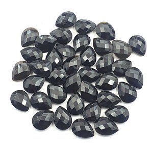 Natural Black Onyx Pear Briolette Cut Loose Gemstone Lot 17 Pcs 12*16 MM 100 CT, Natural Black Onyx Pear Briolette Cut loose Gemstone