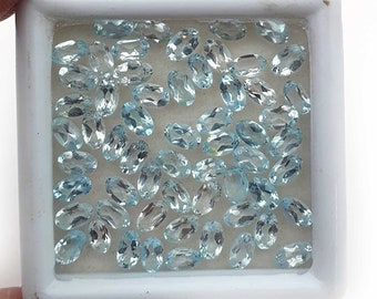 Natuurlijke Hemelsblauwe Topaas Ovaal Gesneden Losse Edelsteen Lot 110 Stuks 3*5 MM 30 CT ~ Natuurlijke Hemelsblauwe Topaas edelsteen~ Ovaal gesneden Losse hemelsblauwe topaas