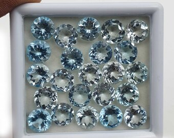 Natural Sky Blue Topaz Round Cut Loose Gemstone Lot 7 Pcs 10 MM 29 CT, Sky Blue Topaz Gemstone For Making Jewelry, Sky Blue Topaz Gemstone