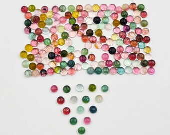 Natural Multi Tourmaline Round Cabochon Loose Gemstone Lot 100 Pcs 3.25 MM, Multi Tourmaline, Tourmaline Cabochon Stone For Jewelry Making