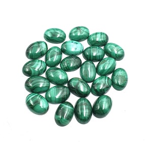 Natural Malachite Oval Cabochon Loose Gemstone Lot 14 Pcs 10*14 MM 104 CT, Malachite Cabochon Gemstone, Malachite Stone For Making Jewelry,