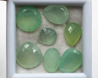 Lote de 30 piedras preciosas de calcedonia azul natural: corte mixto facetado