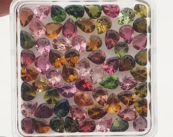 Natural Multi-Color Tourmaline Loose Gemstone Lot - 50 Pieces, 3mm Round Cut, 6 Carats Total