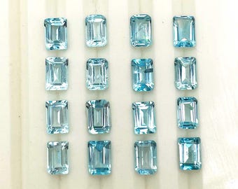 Natural Sky Blue Topaz Octagon Cut Loose Gemstone Lot 35 Pcs 4*6 MM 25 CT, Sky Blue Topaz cut Gemstone, Blue Topaz Stone For Jewelry Making