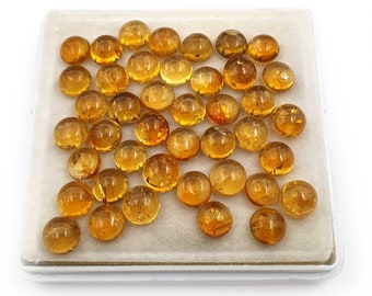 Lote de piedras preciosas sueltas de cabujón redondo de citrino natural 75 piezas 7 MM 100 CT, piedras preciosas de cabujón de citrino, piedras preciosas de citrino para la fabricación de joyas