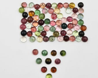 Natural Multi Tourmaline Round Cabochon Loose Gemstone Lot 20 Pcs 5 MM 10 CT, Multi Tourmaline Cabochon Gemstone For Jewelry Making