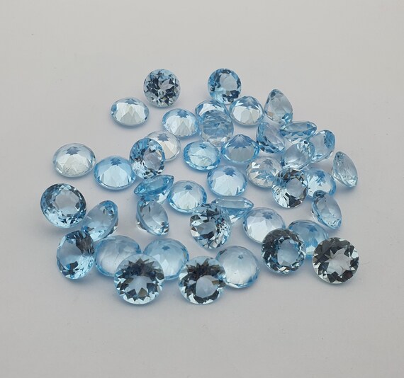 10-Piece Set Of Natural London Blue Topaz 3mm Round Cut Stones - AAA Quality, Eye Clean