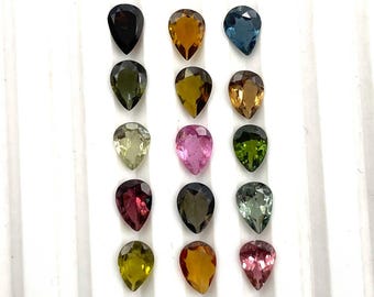 Natuurlijke multi-toermalijn peer geslepen losse edelsteen veel 18 stuks 5*7 MM 10 CT, toermalijn geslepen steen, multi-toermalijn steen voor het maken van sieraden