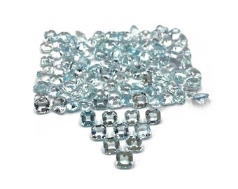 Naturalny akwamaryn ośmiokątny, luźny kamień szlachetny, partia 17 szt., 4 mm, 5 ct, fasetowany kamień szlachetny akwamarynu, kamień akwamarynu do wyrobu biżuterii