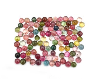 Natural Multi Tourmaline Round Cabochon Loose Gemstone 54 Pcs 4.50 MM 25 CT~ Natural Multi Tourmaline Gemstone~ Multi Tourmaline Cabochon
