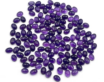 60 CT Natural African Amethyst Oval Cabochon , 46 Pcs 6*8 mm , Semi Precious Stone, Amethyst Loose Gemstone For Jewelry Making