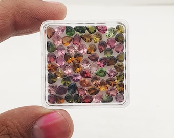 25 Pcs Natural Tourmaline 4.5mm-5mm Pear Cut Multi Color Sparkling Gemstones Lot