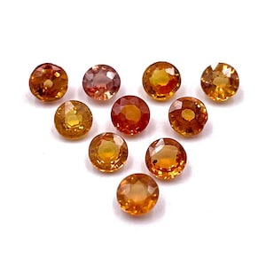 Natural Orange Sapphire Round Cut Loose Gemstone Lot 3 Pcs 4 MM 1 CT, Orange Sapphire Gemstone, Orange Sapphire Gemstone For Jewelry Making
