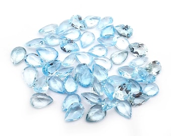 Natural Sky Blue Topaz Pear Cut Loose Gemstone Lot 16 Pcs 7*10 MM 30 CT, Sky Blue Topaz Gemstone, Sky Slue Topaz Stone For Jewelry Making
