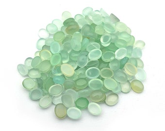 Natural Aqua Chalcedony Cabochon Loose Gemstone Cabs Oval Shape Lot ,60 Pcs 7*9 MM 120 CT ,Natural Aqua Chalcedony Stone, Aqua Chalcedony