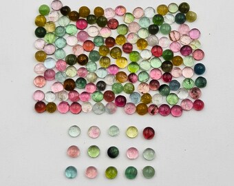 Natural Multi Tourmaline Round Cabochon Loose Gemstone Lot 100 Pcs 3 MM, Multi Tourmaline, Tourmaline Cabochon Gemstone For Jewelry Making