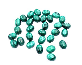 Natural Malachite Oval Cabochon Loose Gemstone Lot 55 Pcs 6*8 MM 100 CT, Malachite Cabochon Stone, Malachite Stone For Making Jewelry