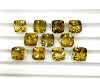 Natural Champagne Quartz Square Cushion Cut Loose Gemstone Lot 39 Pcs 8.50 MM 100 CT, Champagne Quartz Cut Stone For Making Jewelry