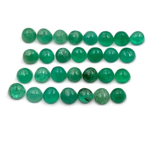 Emerald Round Cabochon Gemstone Lot 22 Pcs 2.5 mm 1.35 CT Natural Emerald Loose Gemstone, Colombia Emerald For Jewelry Making