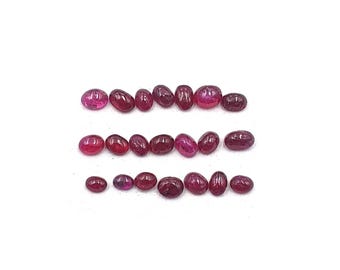 Natural Ruby Oval Cabochon Loose Gemstone 15 Pcs 3*3.50-3*4.50 MM 3 CT, Ruby Cabochon Gemstone For Jewelry Making ,Natural Red Ruby Gemstone