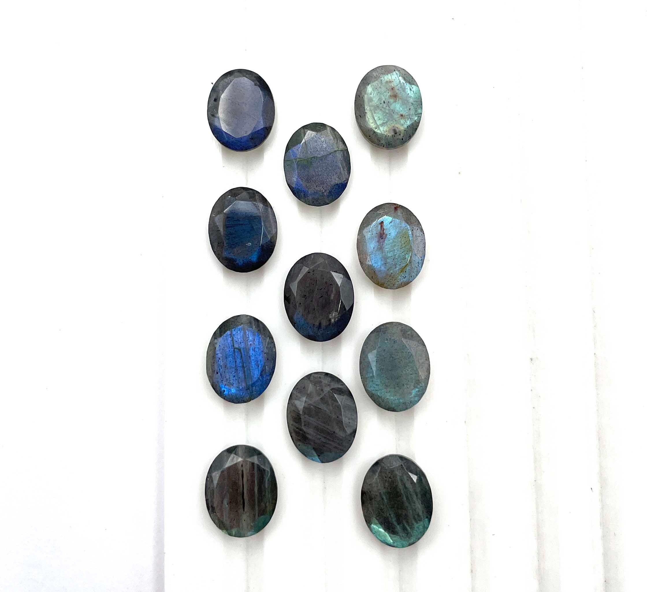 天然ラブラドライト オーバルカット ルースジェムストーン 26個 8×10mm