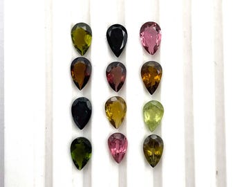 Natuurlijke multi-toermalijn peer geslepen losse edelsteen veel 13 stuks 5*8 MM 10 CT, toermalijn geslepen steen, multi-toermalijn steen voor het maken van sieraden
