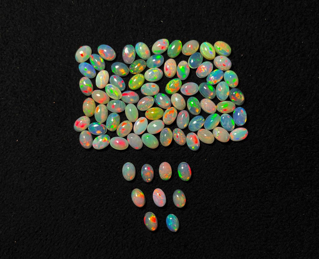 Natural Ethiopian Opal Oval Cabochon Loose Gemstone Lot 34 Pcs 4*6