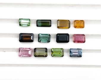 Natuurlijke multi-toermalijn achthoek geslepen losse edelsteen veel 15 stuks 4*6-5*7 MM 10 CT, toermalijn steen, multi-toermalijn steen voor het maken van sieraden