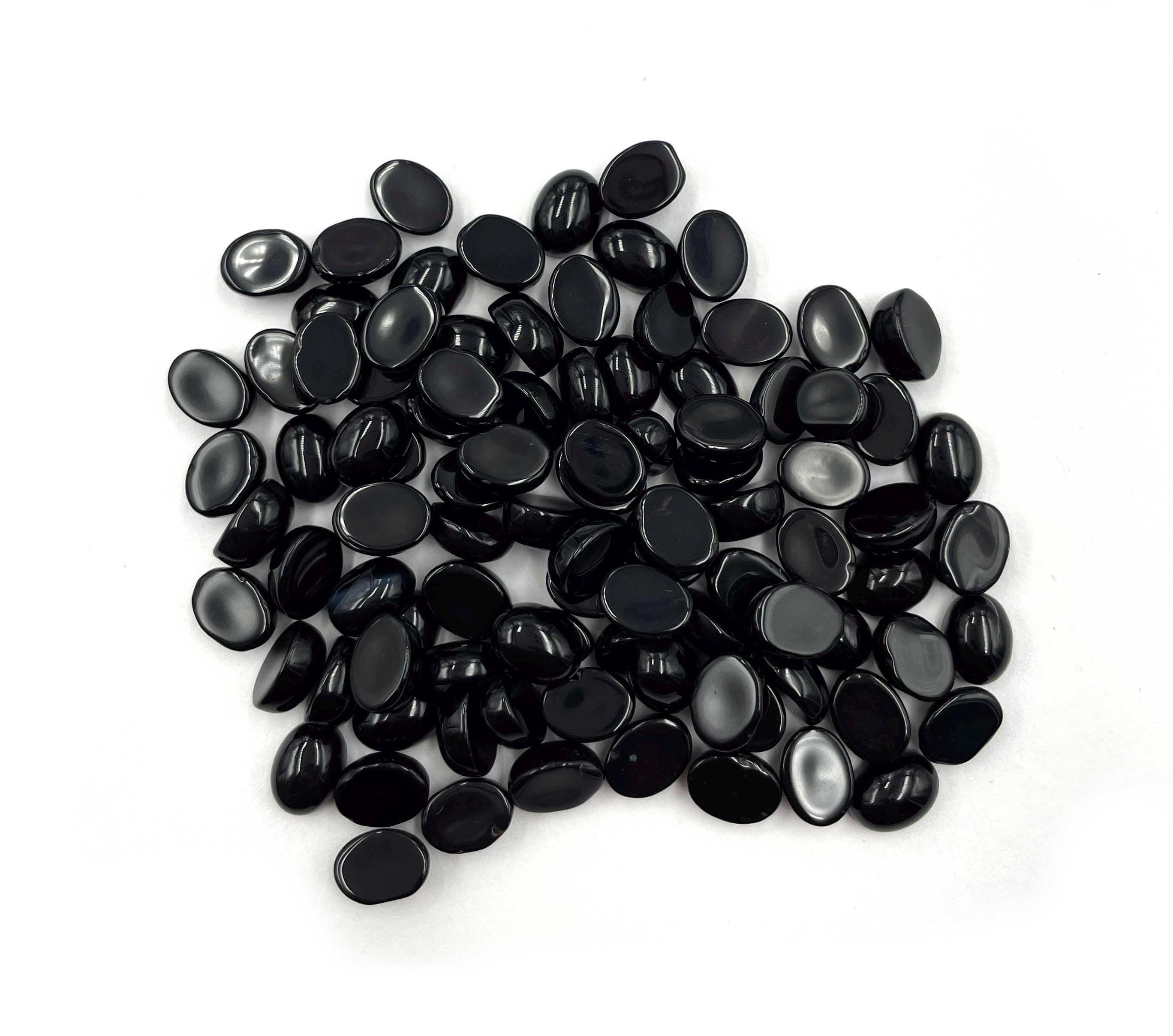 Natural Black Onyx Oval Cabochon Loose Gemstone Lot 64 Pcs 6*8 MM