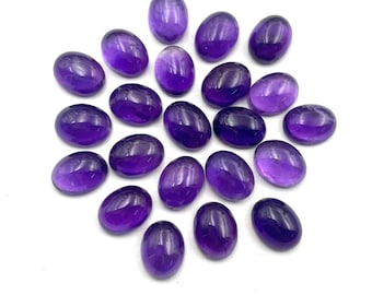 African Amethyst Oval Cabochon , 54 Pcs 7x9 mm 104 CT, Semi Precious Stone, Natural Amethyst Loose Gemstone For Jewelry Making